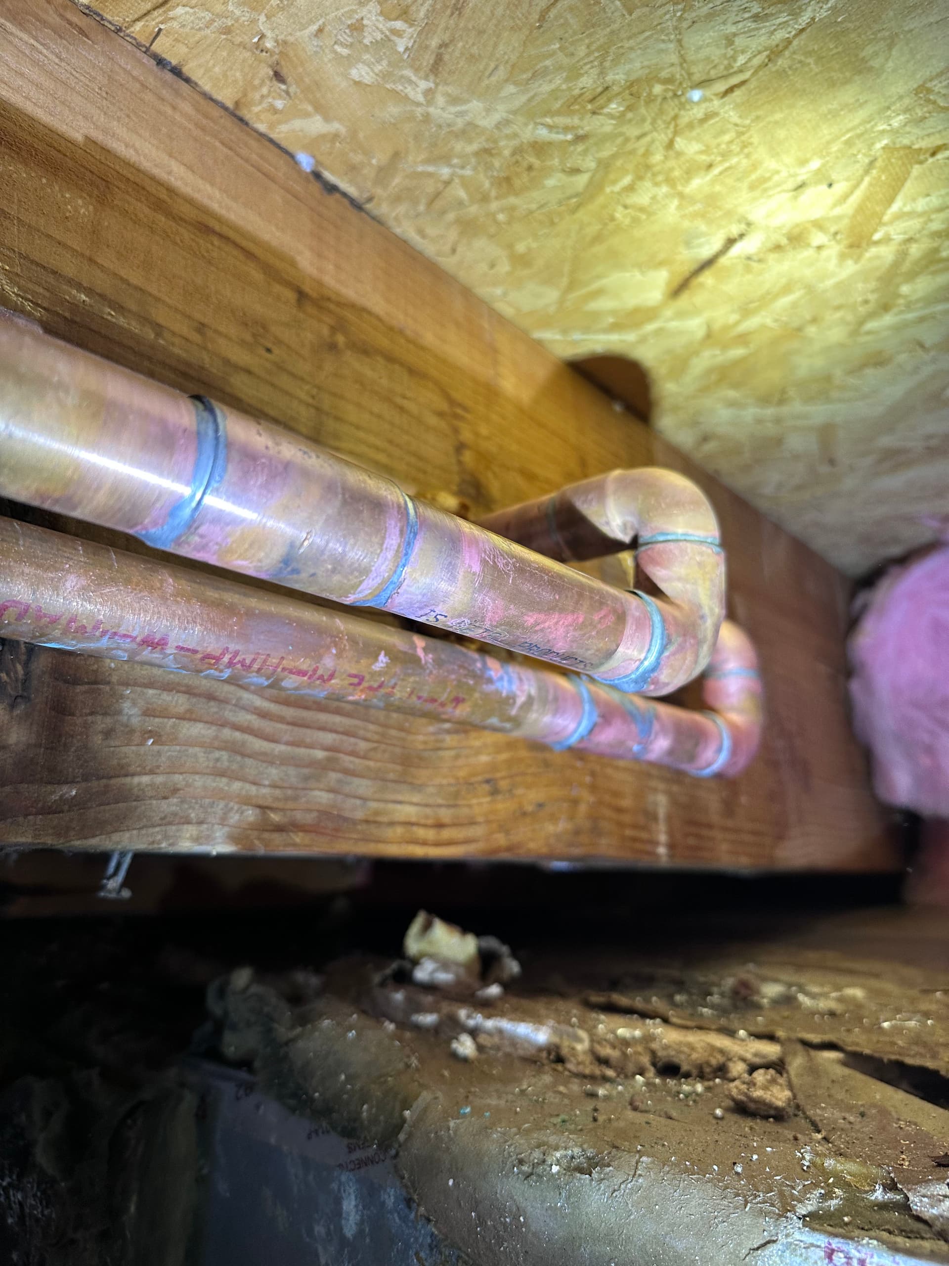 Corroded Copper Pipe Leak Found and Fixed in a Crawl Space