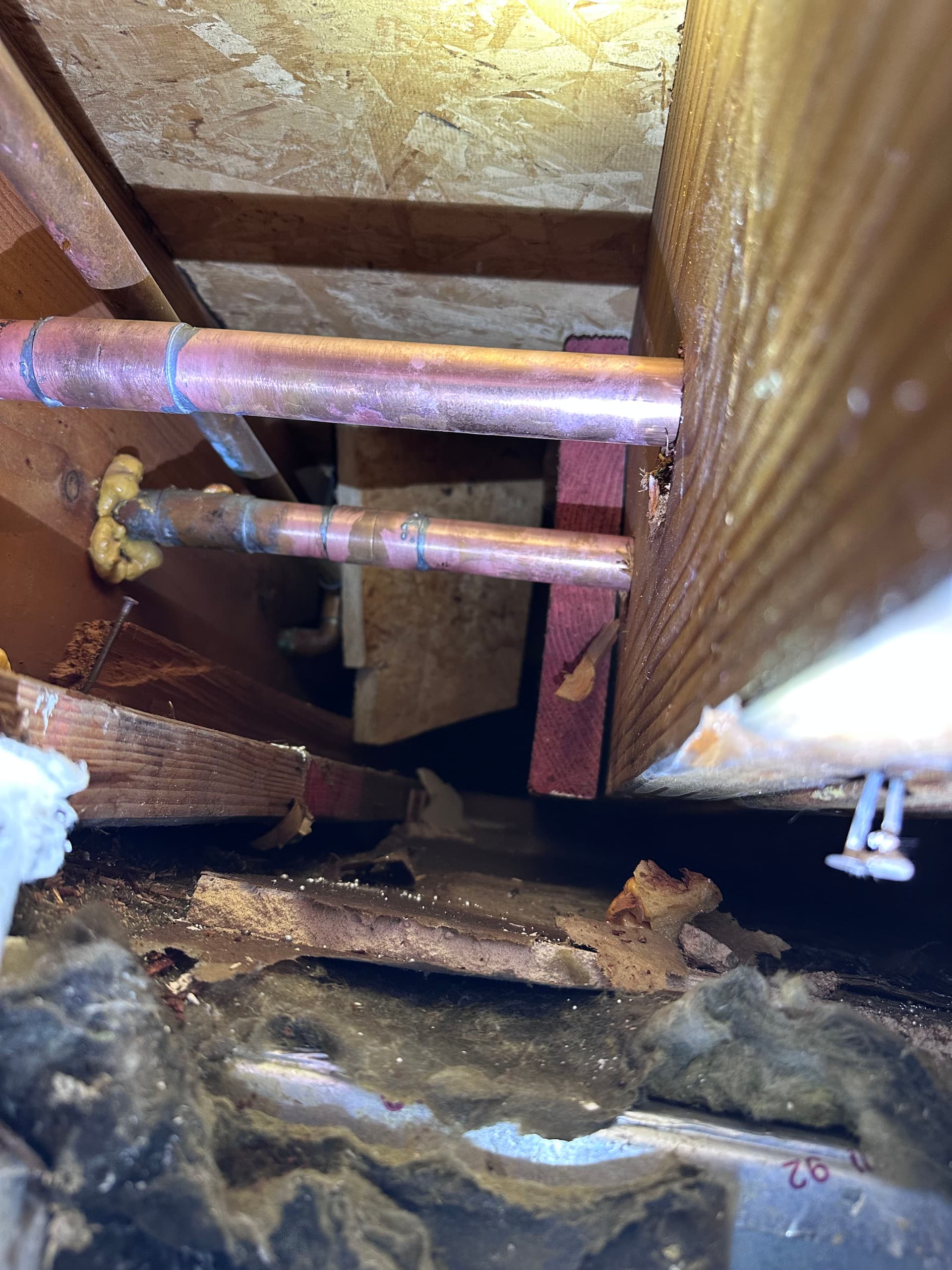 Corroded Copper Pipe Leak Found and Fixed in a Crawl Space